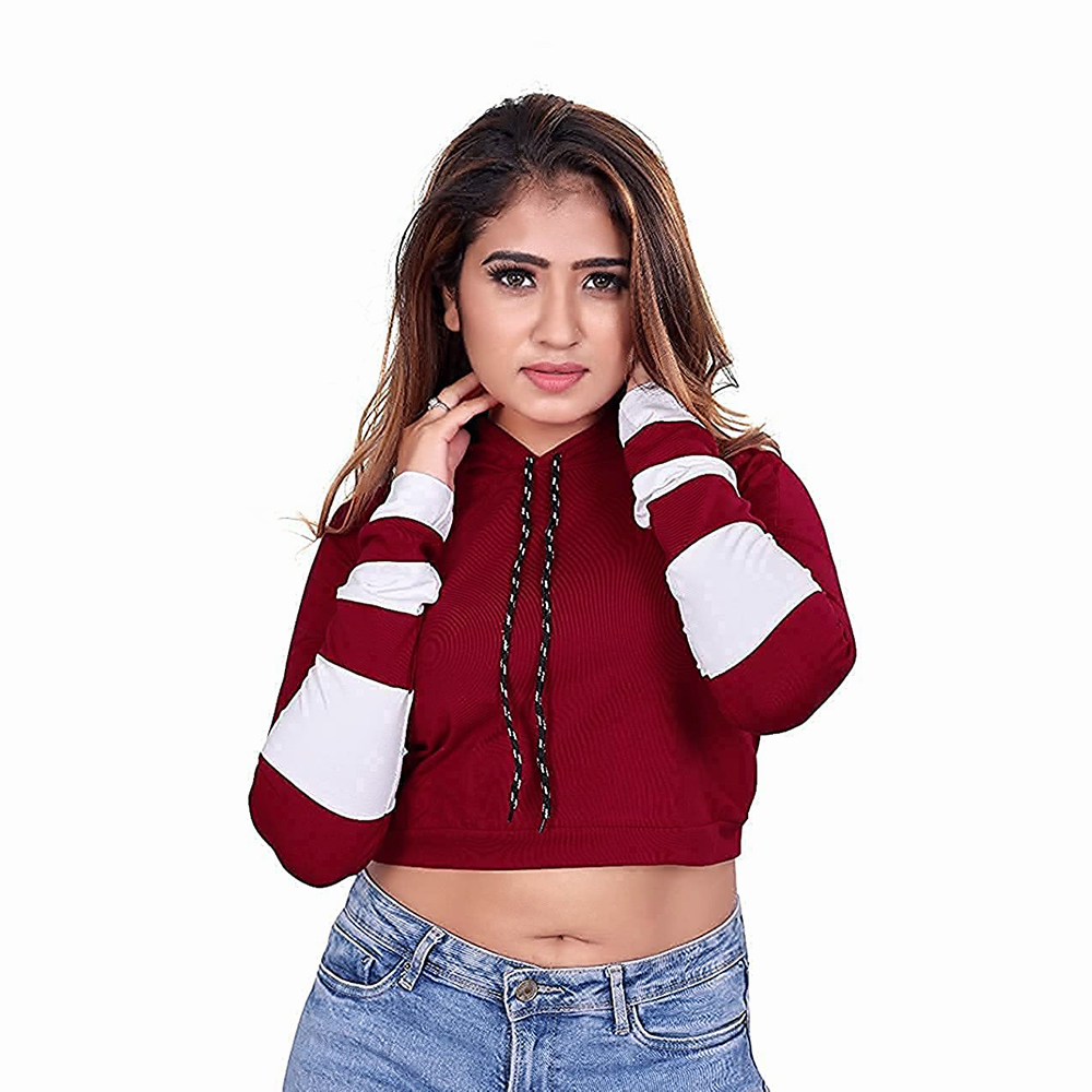 Bacca Sports Cotton Best Selling Women Crop Top Hoodie Professional Quality 100% Polyester Cotton Made Crop Top Hoodies For Women