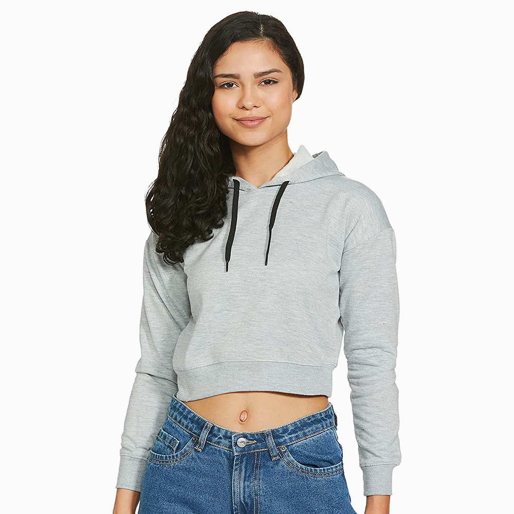 Bacca Sports Cotton Best Selling Women Crop Top Hoodie Professional Quality 100% Polyester Cotton Made Crop Top Hoodies For Women